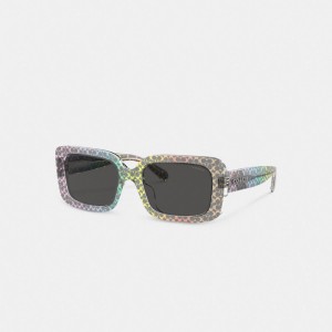 Coach Signature Oversized Rectangle Sunglasses Multicolore | COH866358