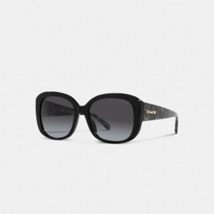 Coach Signature Oversized Square Sunglasses Noir Noir | COH866350