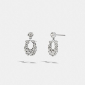 Coach Signature Pavé Earrings Argent | COH866077