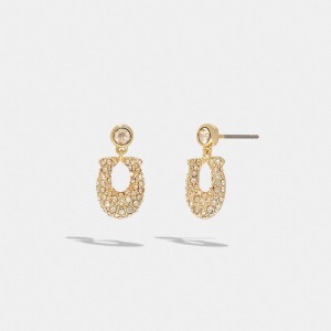 Coach Signature Pavé Earrings Doré | COH866095