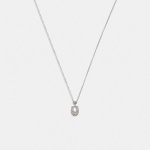 Coach Signature Pavé Necklace Argent | COH866086