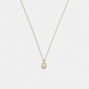 Coach Signature Pavé Necklace Doré | COH866176