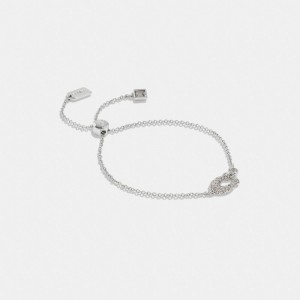 Coach Signature Pavé Slider Bracelet Argent | COH866178