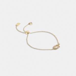 Coach Signature Pavé Slider Bracelet Doré | COH866087