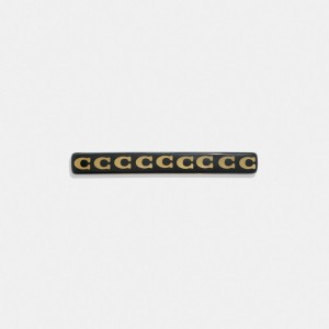 Coach Signature Resin Thin Hair Barrette Doré Noir | COH866097