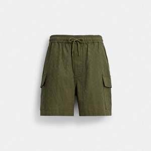 Coach Signature Shorts In Organic Cotton Vert | COH866954