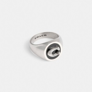 Coach Signature Signet Ring Argent | COH867007
