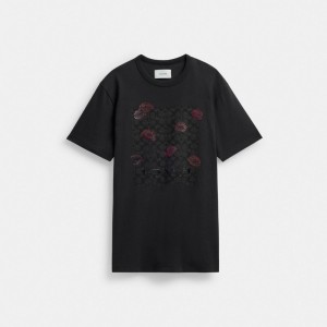 Coach Signature Square Kiss Print T Shirt In Organic Cotton Grise Multicolore | COH865985