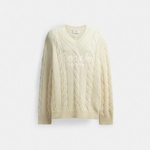 Coach Signature Sweater In Recycled Wool Blanche | COH866886