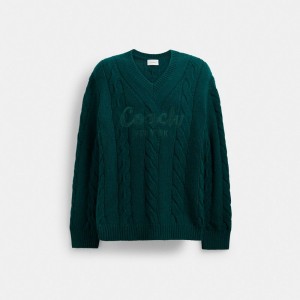 Coach Signature Sweater In Recycled Wool Vert | COH866890