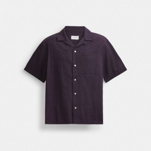 Coach Signature Woven Shirt In Organic Cotton Violette | COH866932