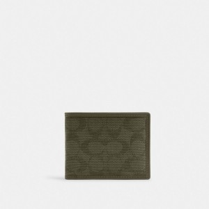 Coach Slim Billfold Wallet In Signature Canvas Jacquard Vert | COH866716