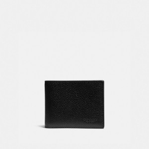 Coach Slim Billfold Wallet With Signature Canvas Detail Noir Kaki | COH866711