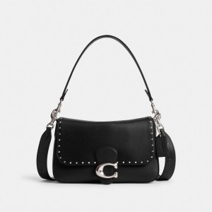 Coach Soft Tabby Shoulder Bag With Rivets Argent Noir | COH864954