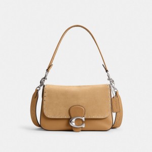 Coach Soft Tabby Shoulder Bag With Rivets And Tooling Argent | COH864955