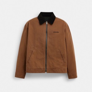 Coach Solid Lightweight Jacket In Regenerative Cotton Marron | COH866878
