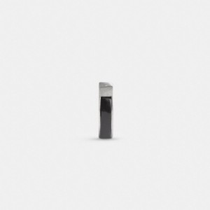 Coach Sterling Silver Hoop Earring Argent Noir | COH867022