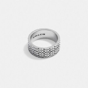 Coach Sterling Silver Signature Ring Argent | COH867030