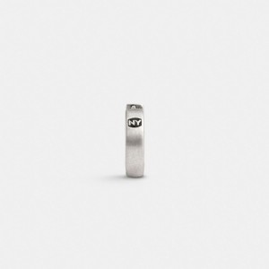 Coach Sterling Silver Stamped Signature Huggie Earring Argent | COH867017