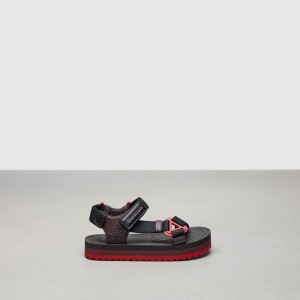 Coach Strappy Sandal Noir Bordeaux Multicolore | COH865895
