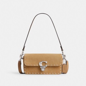 Coach Studio Baguette Bag With Rivets Argent | COH864874