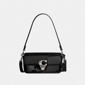 Coach Studio Baguette Bag With Sequins Argent Noir | COH864925