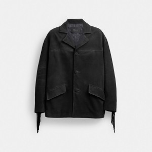 Coach Suede Fringe Jacket Noir | COH866875