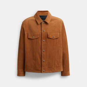 Coach Suede Leather Jacket Marron | COH866866