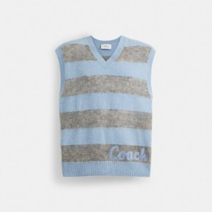 Coach Sweater Vest Bleu Multicolore | COH866892