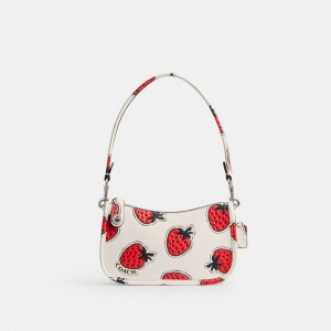 Coach Swinger Bag 20 With Strawberry Print Argent Multicolore | COH864933