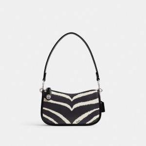 Coach Swinger Bag 20 With Zebra Print Argent | COH865370