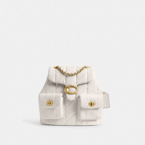 Coach Tabby Backpack With Quilting Blanche | COH865481