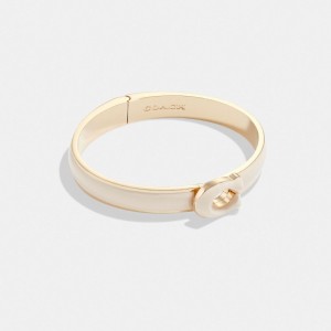 Coach Tabby Enamel Hinged Bangle Doré | COH866078