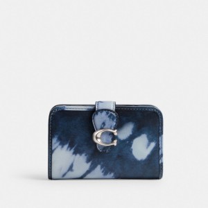 Coach Tabby Medium Wallet With Tie Dye Print Argent Bleu Marine | COH865511