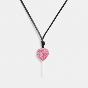 Coach The Lil Nas X Drop Heart Lollipop Necklace Argent Rose | COH866115
