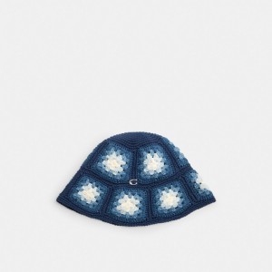Coach Tie Dye Crochet Bucket Hat Bleu | COH866420