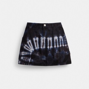 Coach Tie Dye Painter Skirt In Organic Cotton Bleu Multicolore | COH866044