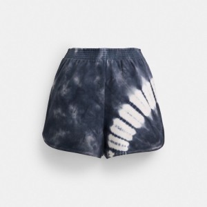 Coach Tie Dye Retro Shorts In Organic Cotton Bleu Marine Multicolore | COH866043