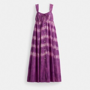 Coach Tie Dye Sleeveless Dress In Organic Cotton Violette | COH866069