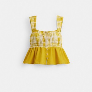 Coach Tie Dye Tank Top In Organic Cotton Jaune Multicolore | COH866013