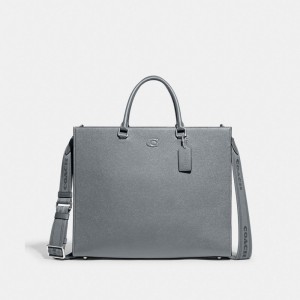 Coach Tote Bag 40 With Signature Canvas Grise Bleu | COH866521
