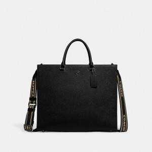 Coach Tote Bag 40 With Signature Canvas Noir | COH866522