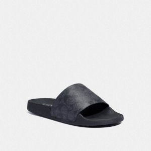 Coach Udele Sport Slide In Signature Canvas Grise Noir | COH865890