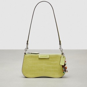 Coach Wavy Baguette Bag In Croc Embossed Coachtopia Leather Vert Clair | COH864896