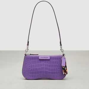 Coach Wavy Baguette Bag In Croc Embossed Coachtopia Leather Violette | COH864807