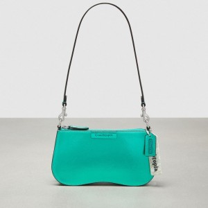 Coach Wavy Baguette Bag In Metallic Coachtopia Leather Vert Metal | COH864908