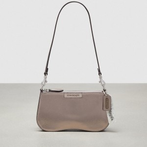 Coach Wavy Baguette Bag In Metallic Coachtopia Leather Grise Metal | COH864767