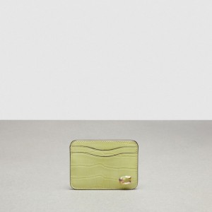 Coach Wavy Card Case In Croc Embossed Coachtopia Leather Vert Clair | COH865677