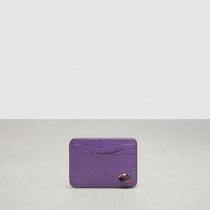 Coach Wavy Card Case In Croc Embossed Coachtopia Leather Violette | COH865710