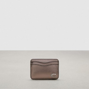 Coach Wavy Card Case In Metallic Coachtopia Leather Grise Metal | COH865676